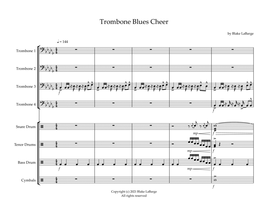 Book cover for Trombone Blues Cheer (Marching/Pep Band)