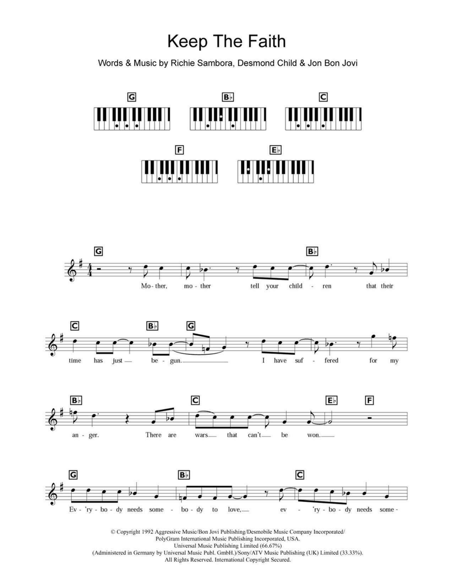 Keep The Faith Piano scores gallery preview page 1
