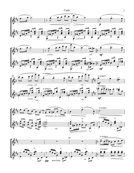 Cadiz Op. 47 No. 4 for flute (violin) and guitar (D Major) image number null
