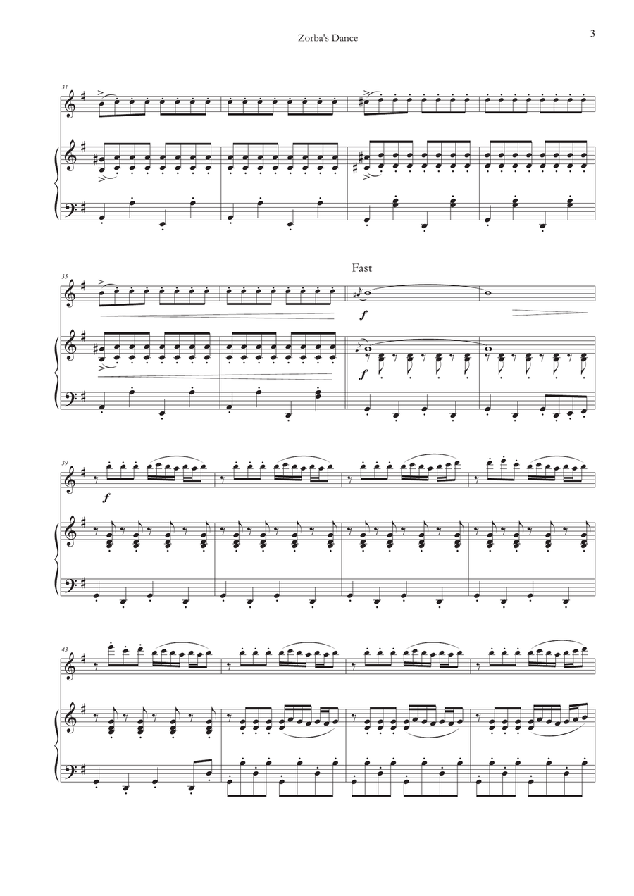 Zorbas Dance Flute Solo scores gallery preview page 3