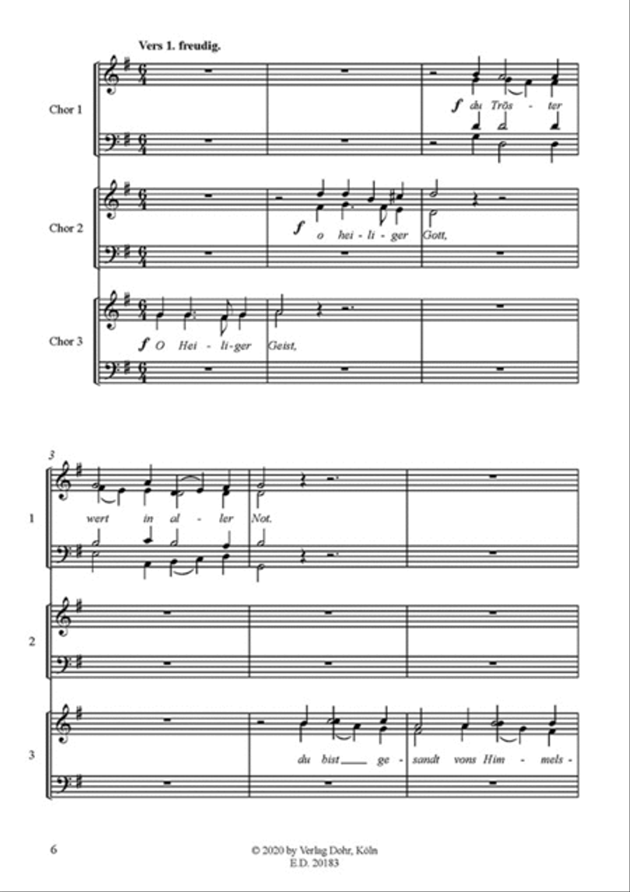 O Heiliger Geist, o heiliger Gott -Choralmusik für drei Chorgruppen, Solostimme und Orgel- Choir scores gallery preview page 2