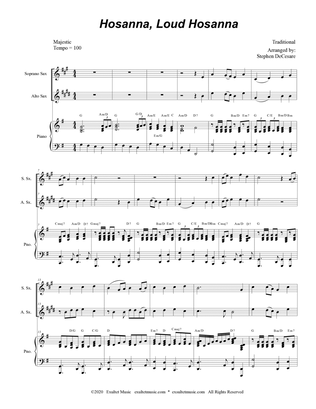 Book cover for Hosanna, Loud Hosanna (Duet for Soprano and Alto Saxophone - Piano accompaniment)