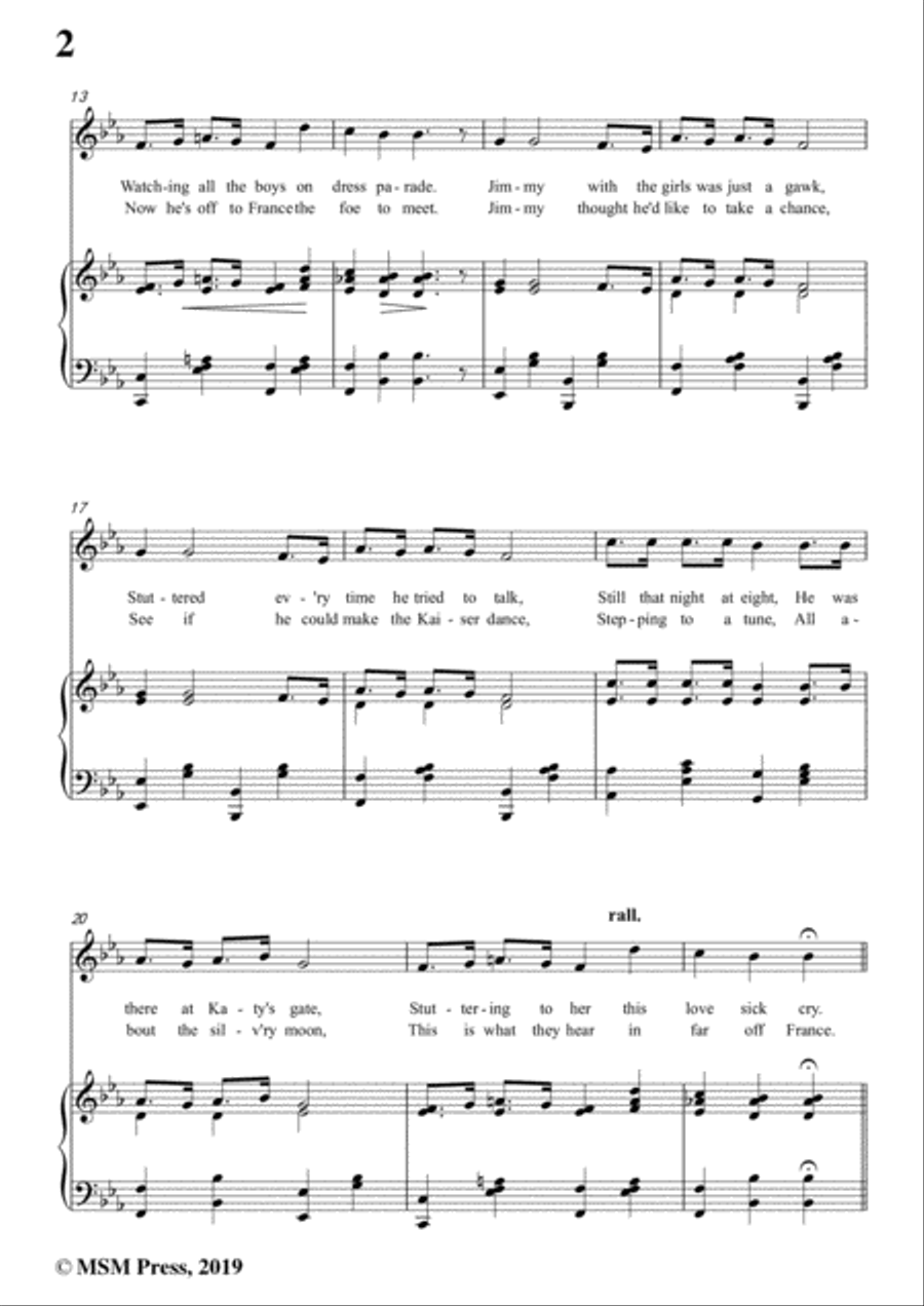 Geoffrey O'Hara-K-K-K-Katy,in E flat Major,for Voice and Piano Voice Solo scores gallery preview page 4