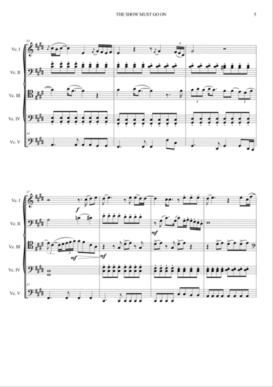 The Show Must Go On Cello scores gallery preview page 5