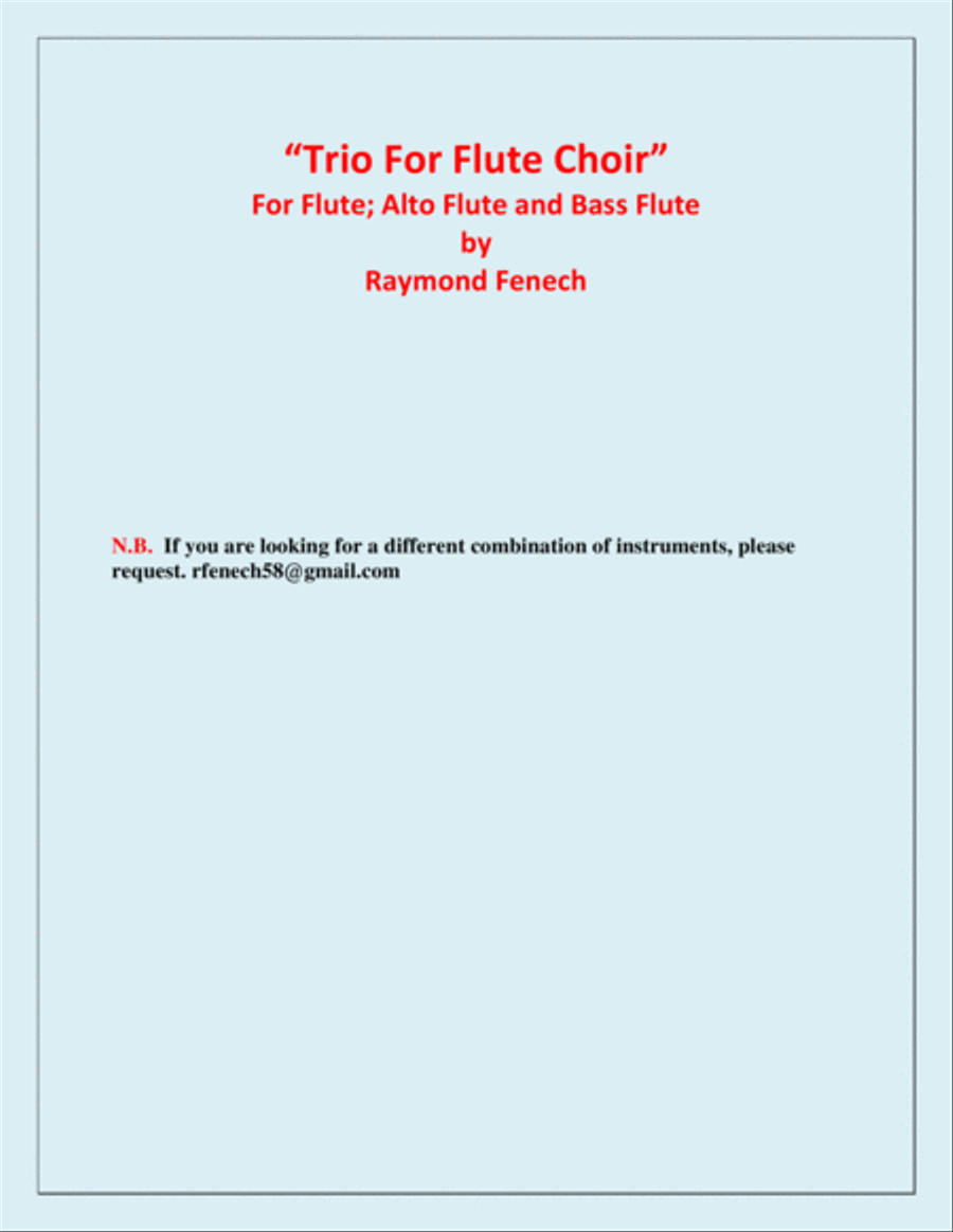Trio for Flute Choir (Flute; Alto Flute and Bass Flute) - Easy/Beginner Woodwind Trio scores gallery preview page 3