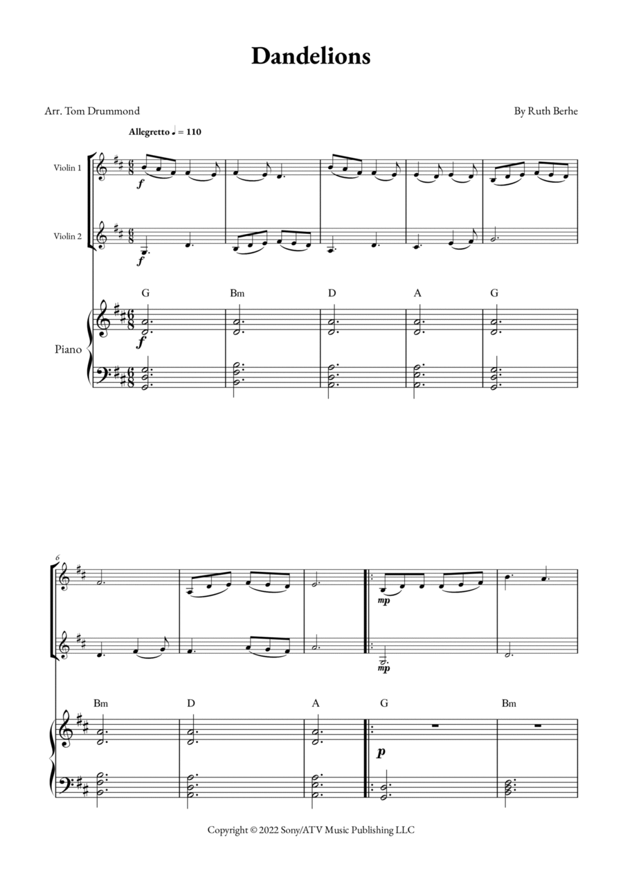 Dandelions Dandelions String Duet scores gallery preview page 1