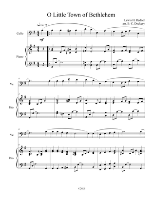 Book cover for O Little Town of Bethlehem (Cello Solo) with piano accompaniment