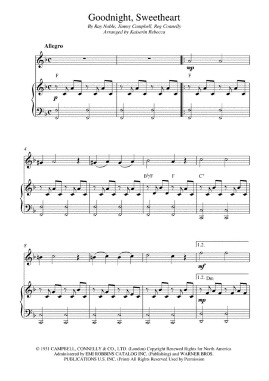 Goodnight Sweetheart Clarinet Solo scores gallery preview page 1