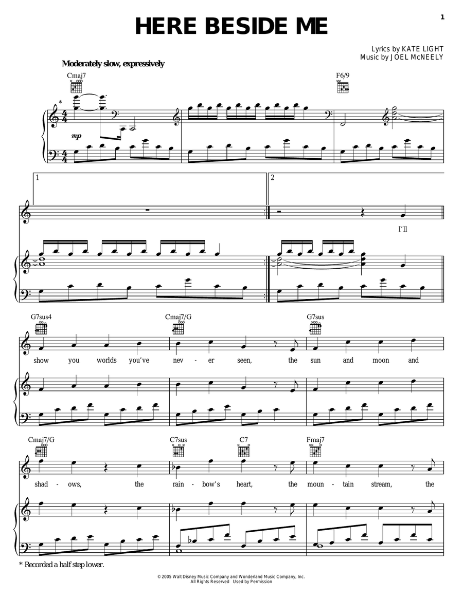 Here Beside Me Piano, Vocal, Guitar scores gallery preview page 1