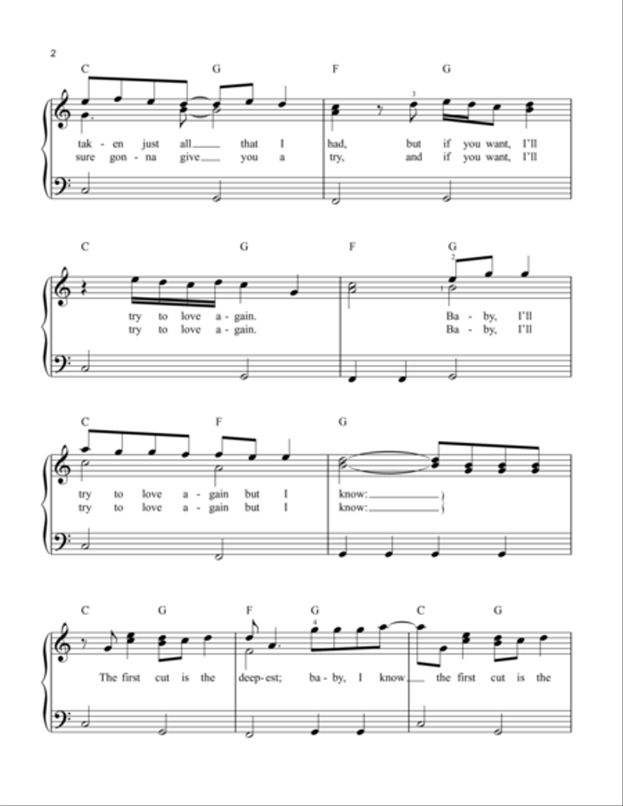 The First Cut Is The Deepest Easy Piano scores gallery preview page 2