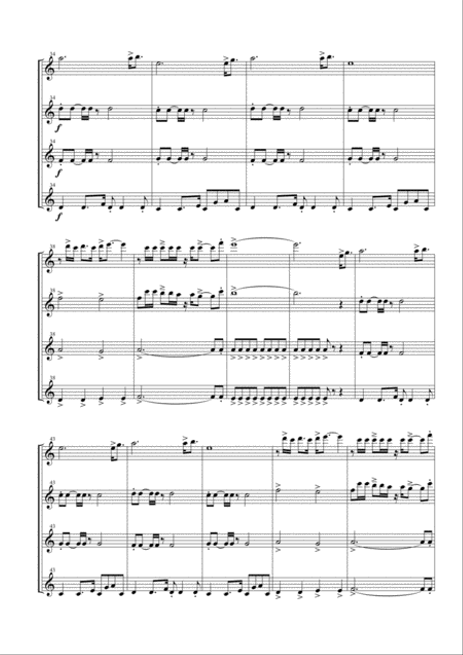 Gonna Fly Now Woodwind Quartet scores gallery preview page 6