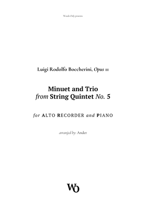 Book cover for Minuet by Boccherini for Alto Recorder