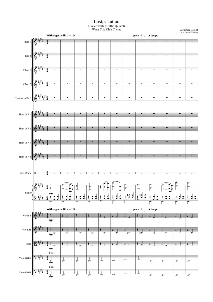 Lust, Caution Chamber Orchestra scores gallery preview page 1
