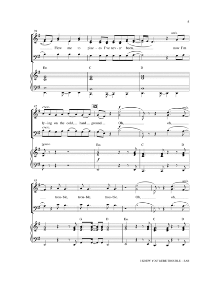 I Knew You Were Trouble. I Knew You Were Trouble. 3-Part scores gallery preview page 5