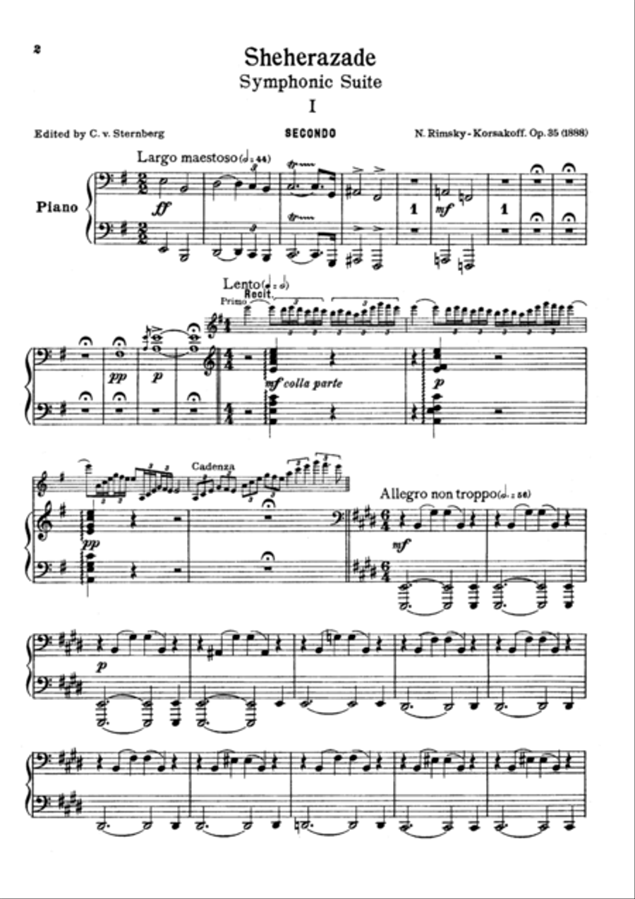 Rimsky-Korsakov      Sheherazade I, for piano duet(1 piano, 4 hands), PR831 1 Piano, 4-Hands scores gallery preview page 1
