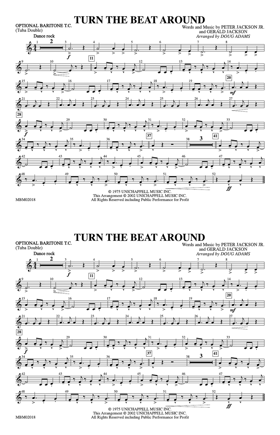 Turn the Beat Around: Optional Baritone T.C. (Tuba Double)