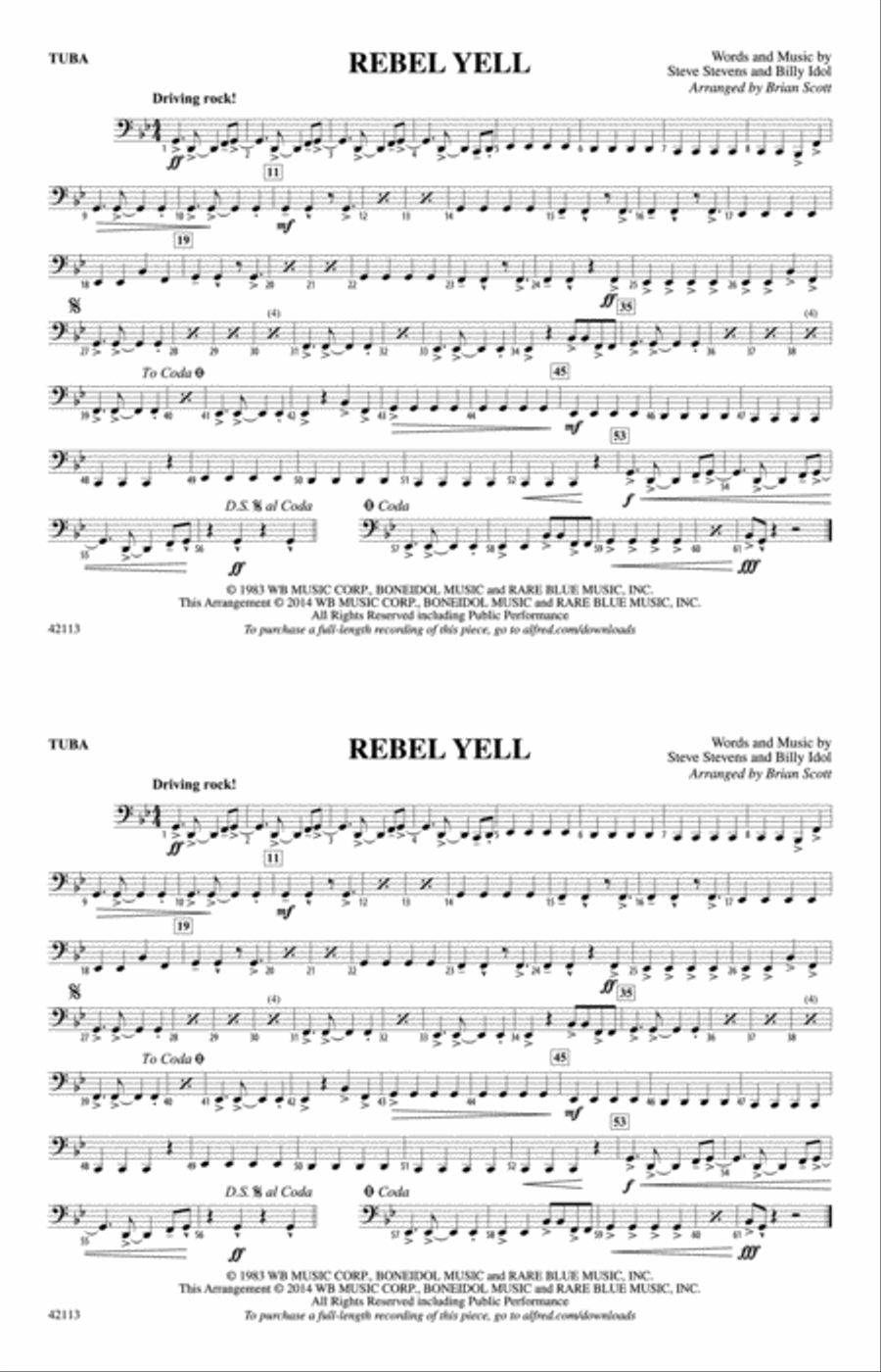 Rebel Yell: Tuba Rebel Yell: Tuba Marching Band scores gallery preview page 1