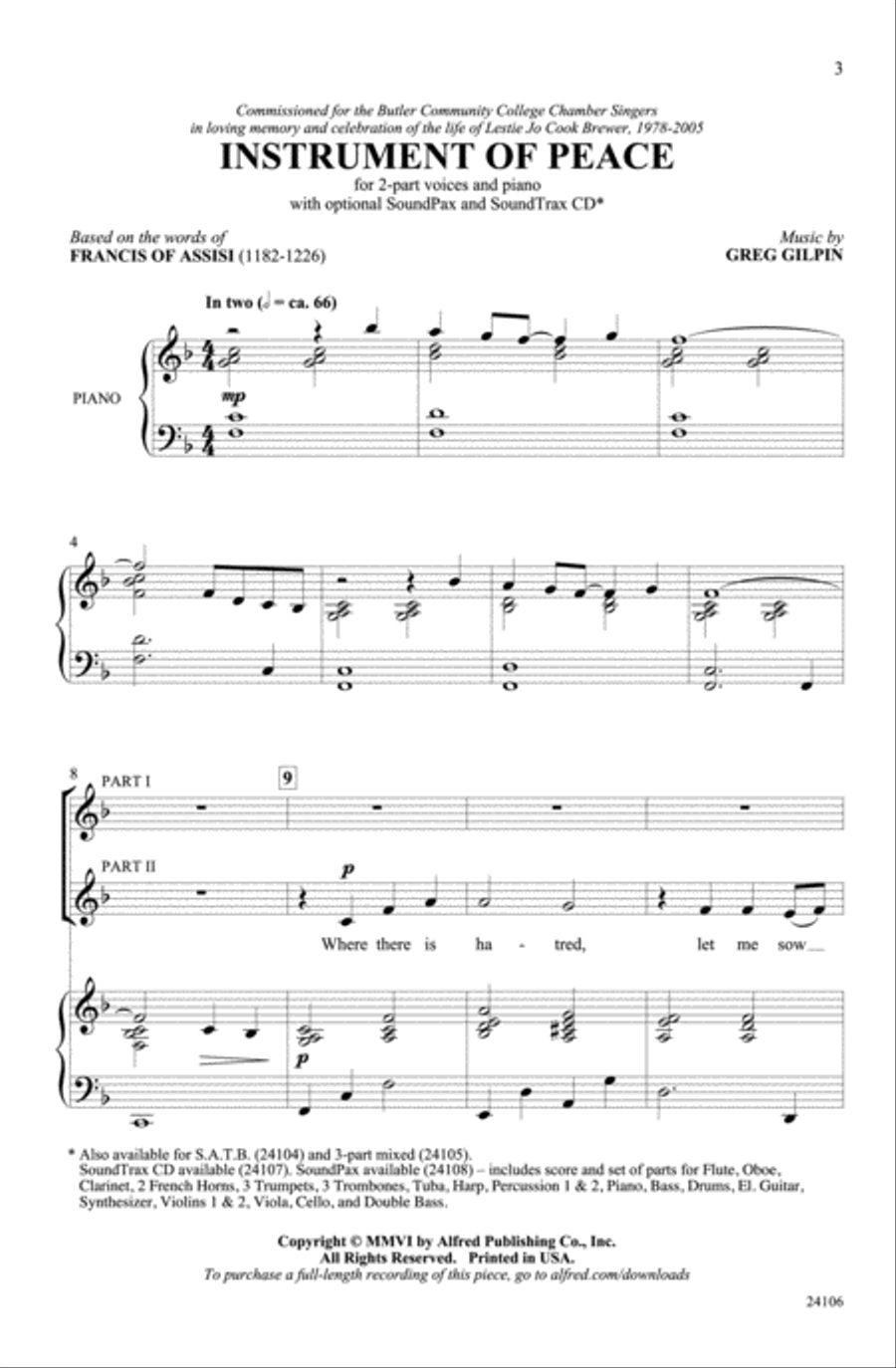 Instrument of Peace 2-Part scores gallery preview page 2