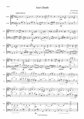 Ase's Death from Peer Gynt, arr. Violin & Cello