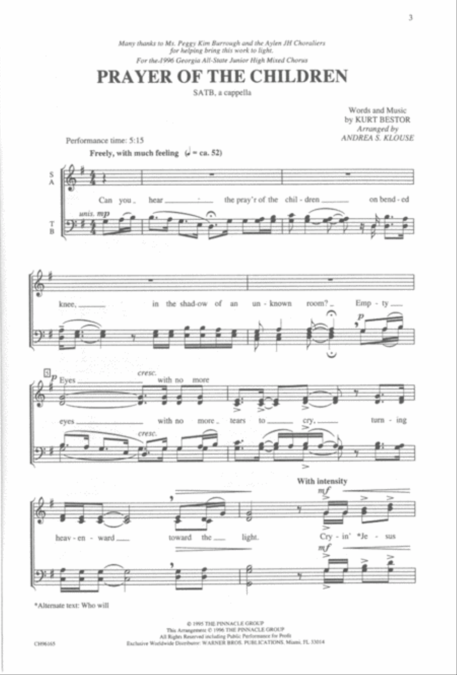 Prayer of the Children 4-Part scores gallery preview page 7