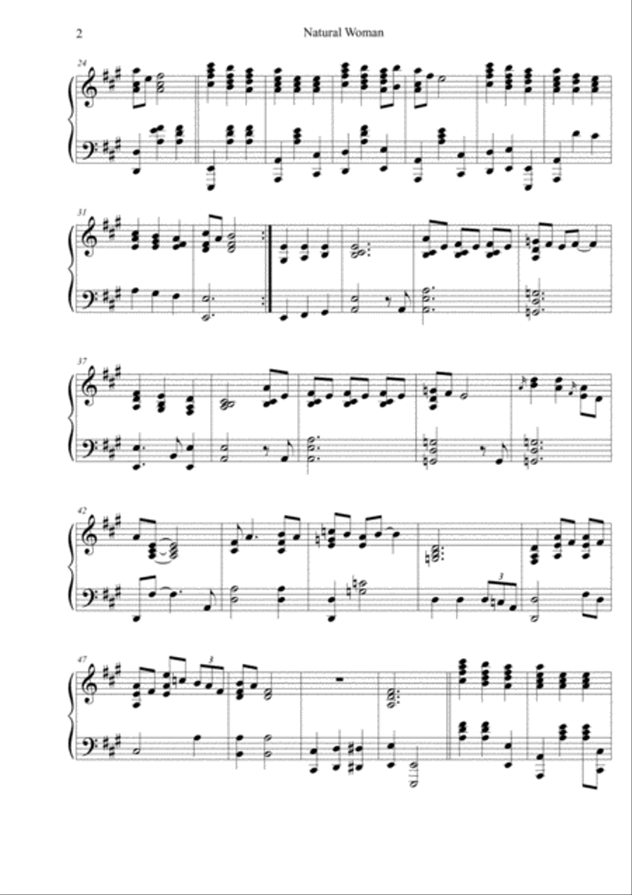 (You Make Me Feel Like) A Natural Woman Piano Solo scores gallery preview page 2
