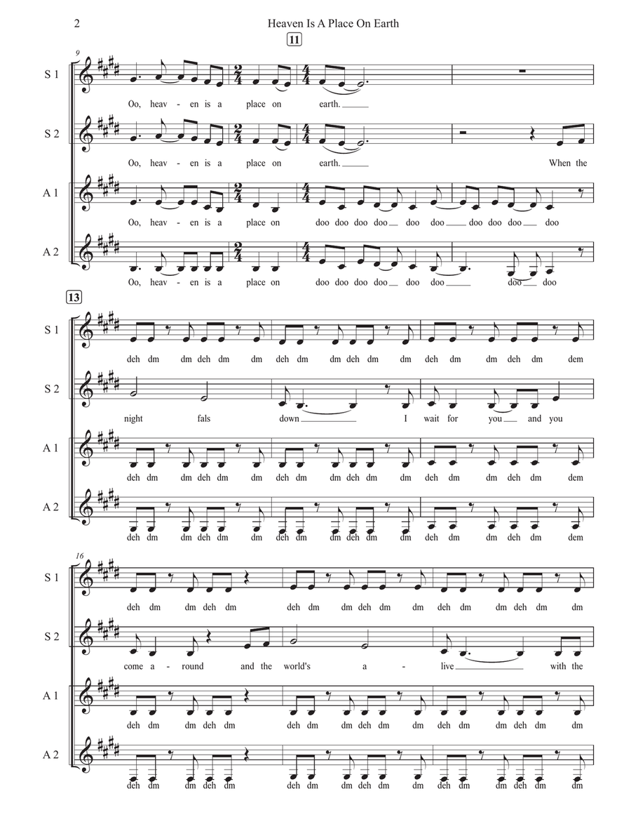 Heaven Is A Place On Earth SSA scores gallery preview page 2