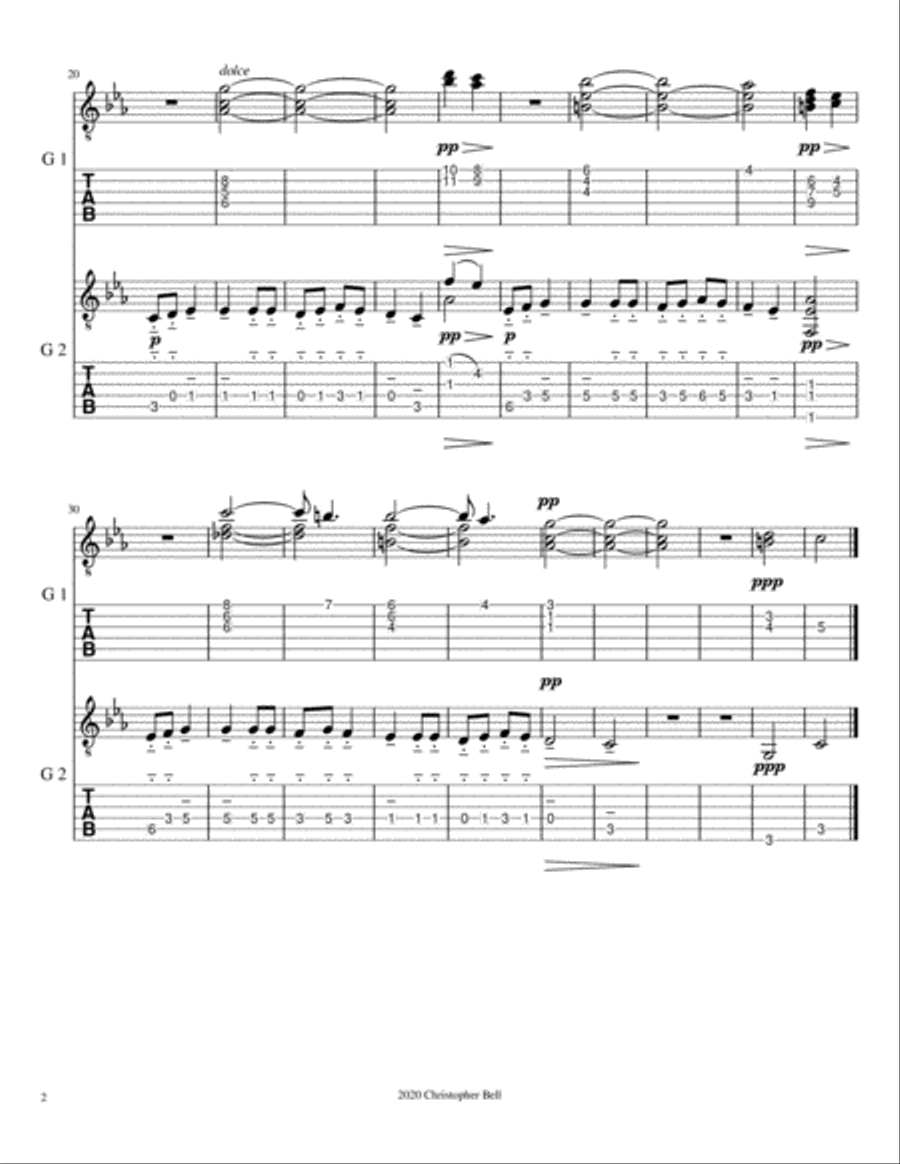 Bela Bartok - Slovakian Folk Song - Guitar Duet Classical Guitar scores gallery preview page 2