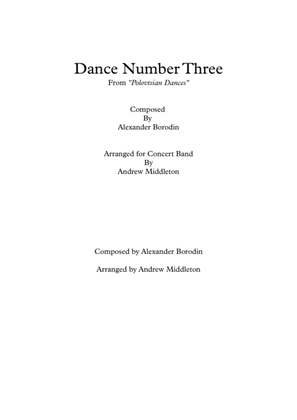 Book cover for Polovtsian Dance Number Three arranged for Concert Band
