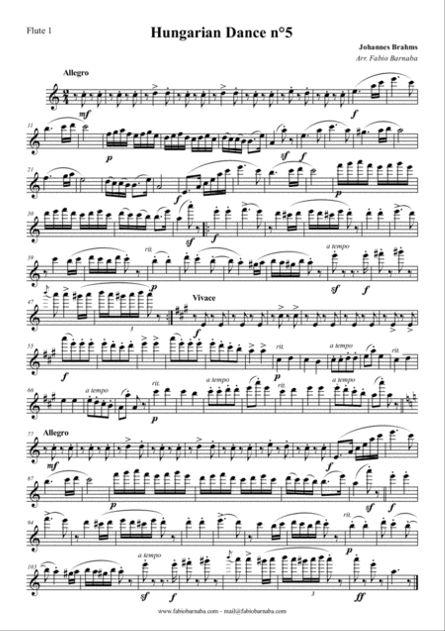 Hungarian Dance n°5 - for Flute Choir Flute Choir scores gallery preview page 5