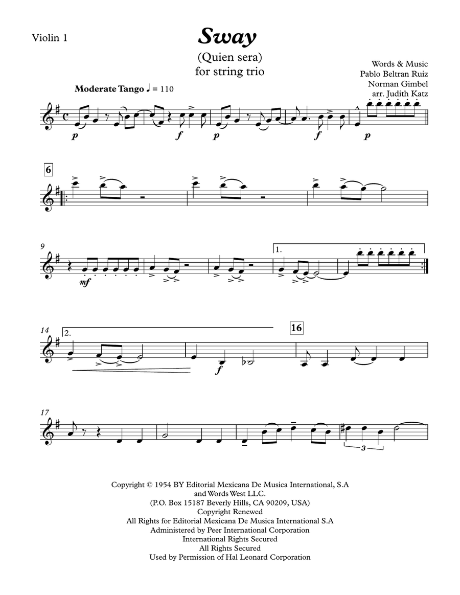 Sway (Quien Sera) String Trio scores gallery preview page 5