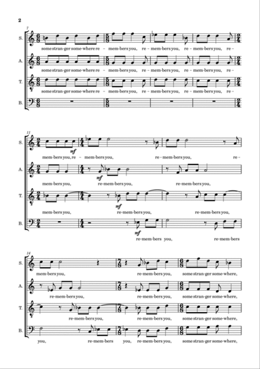 Some Stranger Somewhere (SATB) 4-Part scores gallery preview page 2