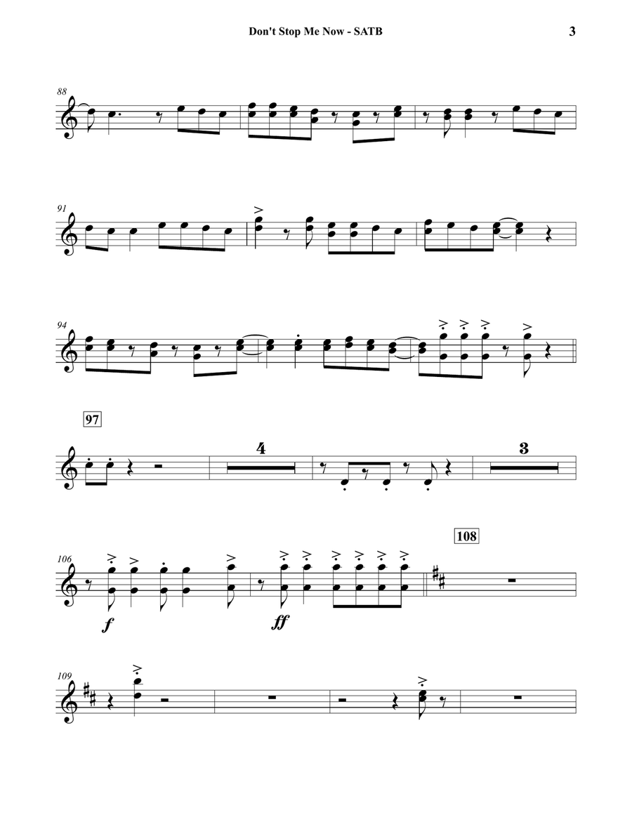 Don't Stop Me Now Concert Band scores gallery preview page 3