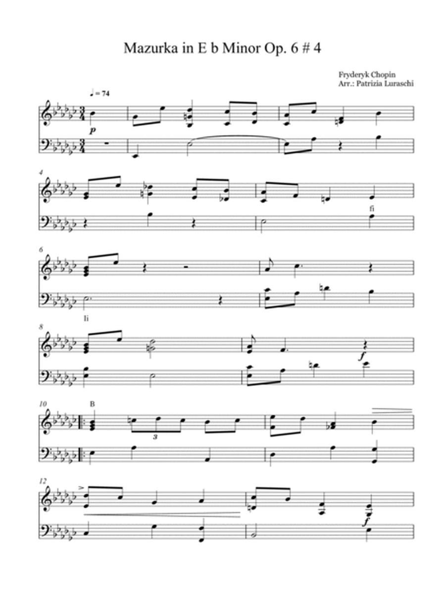 Mazurka in E b Minor Op. 6 # 4