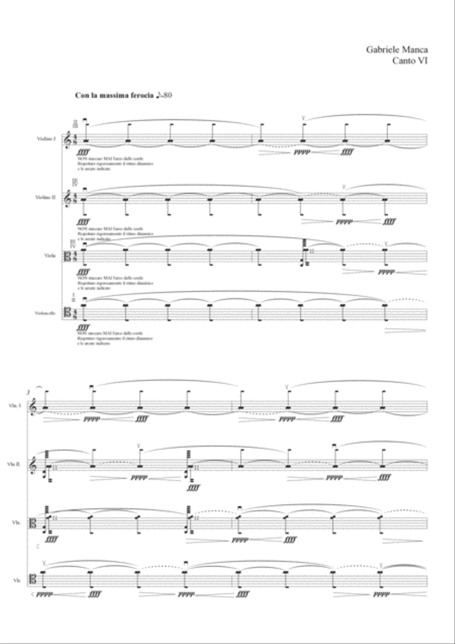 GABRIELE MANCA: Canto VI GABRIELE MANCA: Canto VI String Quartet scores gallery preview page 5