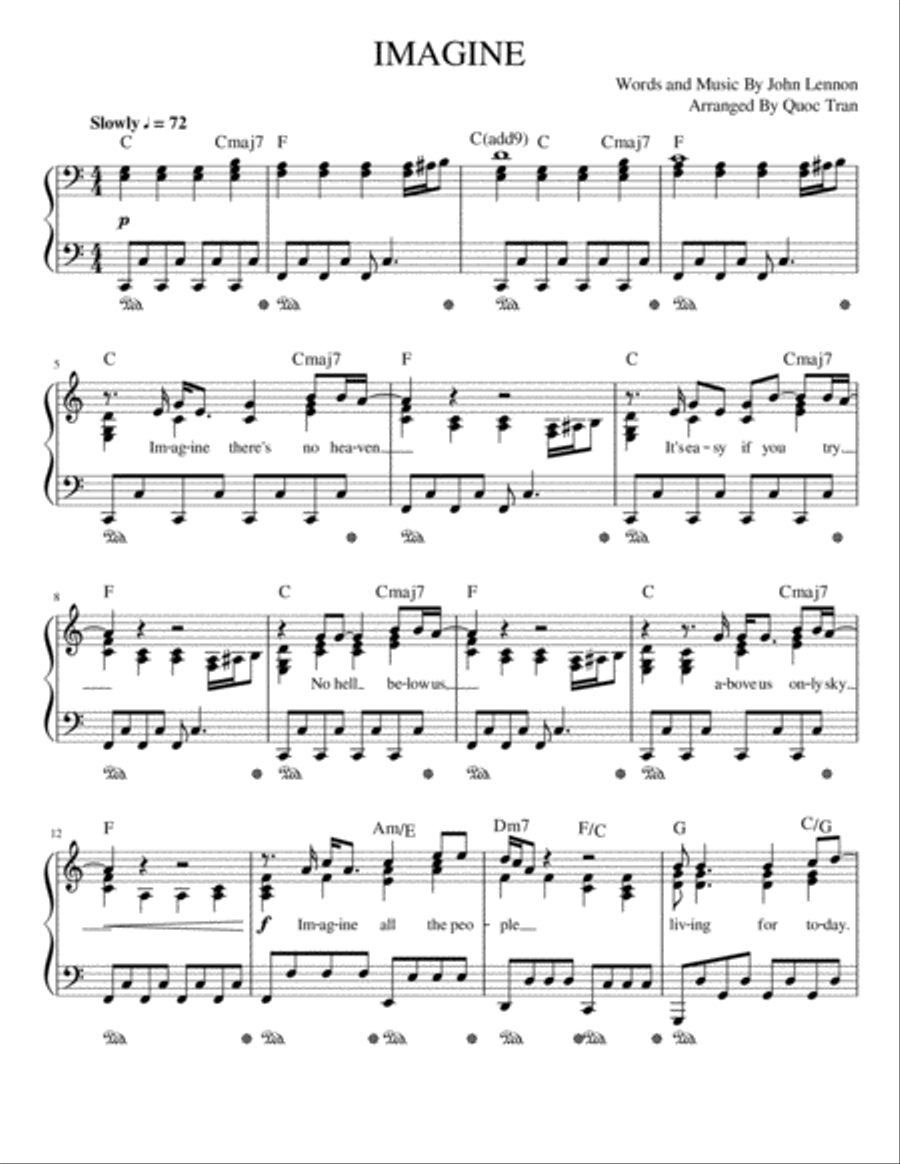 Imagine Piano Solo scores gallery preview page 1