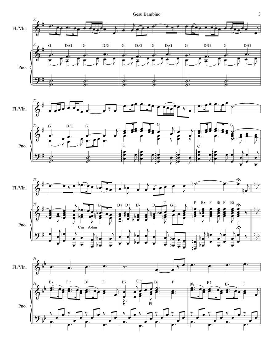 Gesu Bambino (for Flute or Violin solo and Piano) Flute scores gallery preview page 4