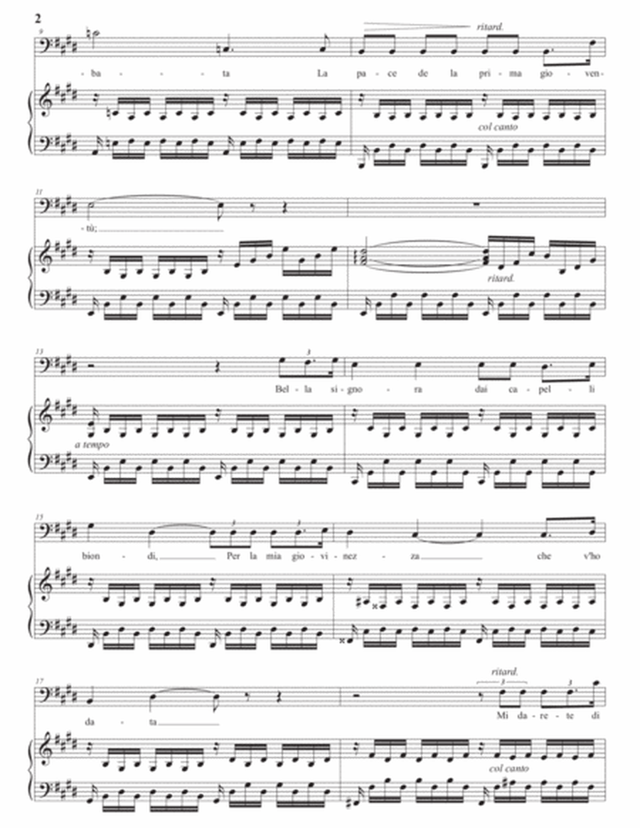 DENZA: Occhi di fata (transposed to E major, bass clef)