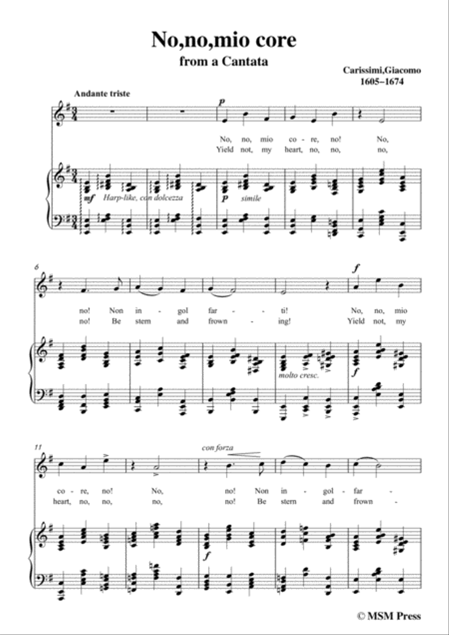 Carissimi-No,no,mio core,from 'A Cantata',in e minor,for Voice and Paino Voice scores gallery preview page 3