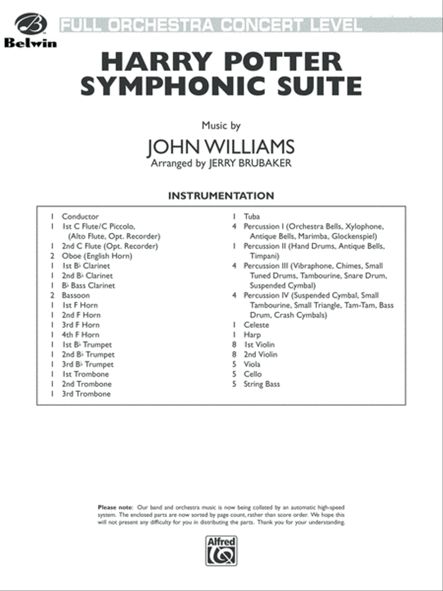 Harry Potter Symphonic Suite: Score Full Orchestra scores gallery preview page 1