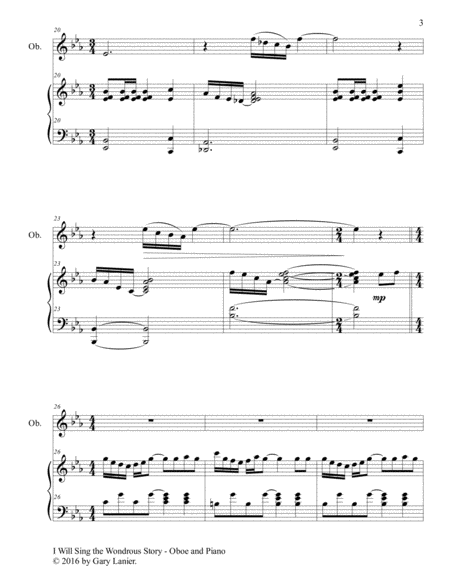 I WILL SING THE WONDROUS STORY (Intermediate Edition – Oboe & Piano with Parts) image number null