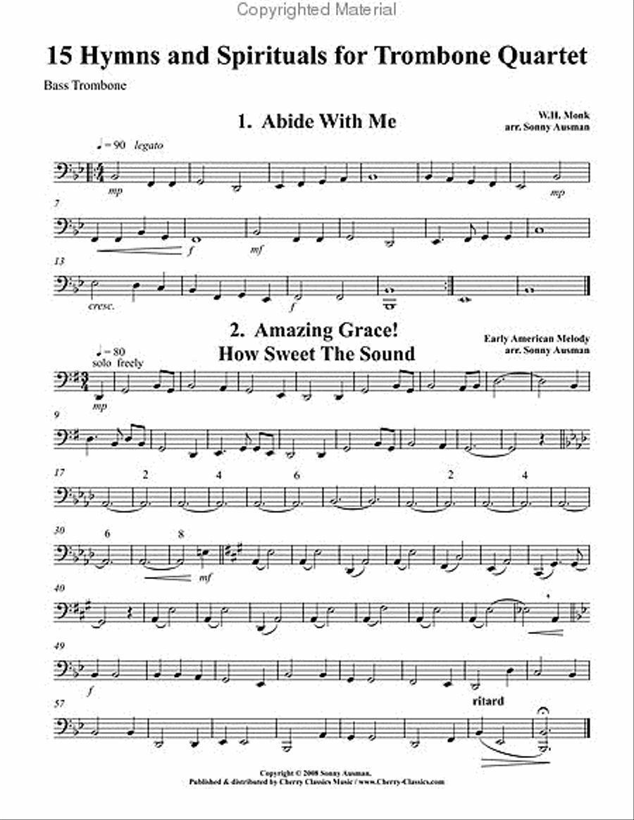 15 Hymns & Spirituals-Bass clef edition Trombone Quartet scores gallery preview page 5