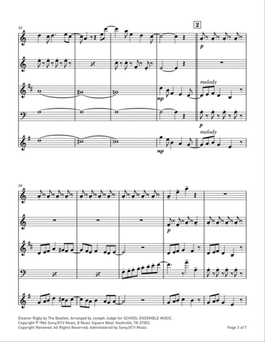 Eleanor Rigby Woodwind Quartet scores gallery preview page 3