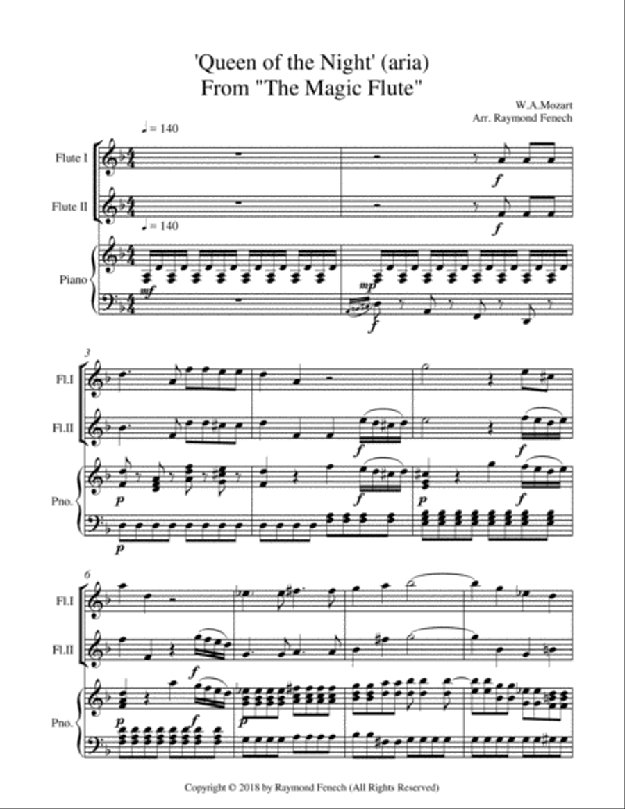 Queen of the Night - From the Magic Flute - 2 Flutes and Piano Flute Duet scores gallery preview page 4