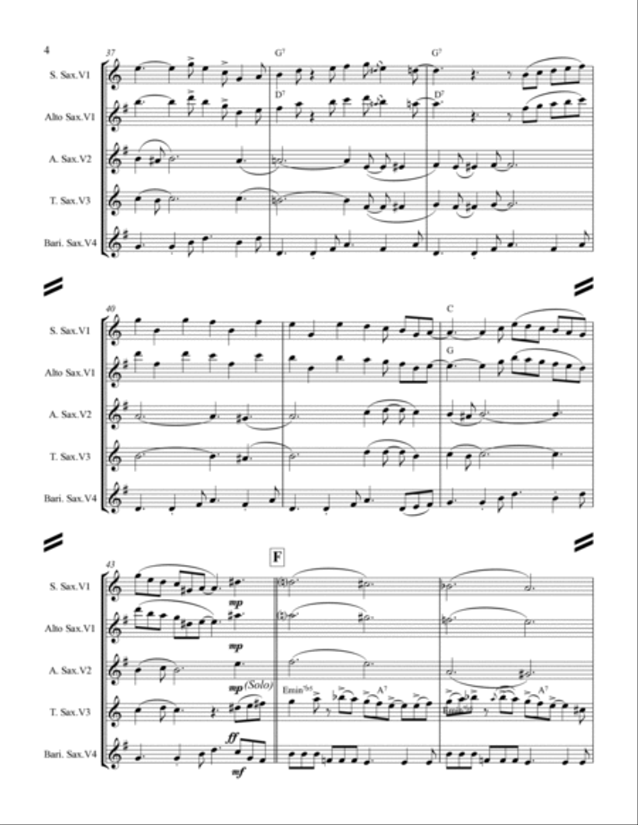 Blue Christmas Saxophone Quartet scores gallery preview page 5