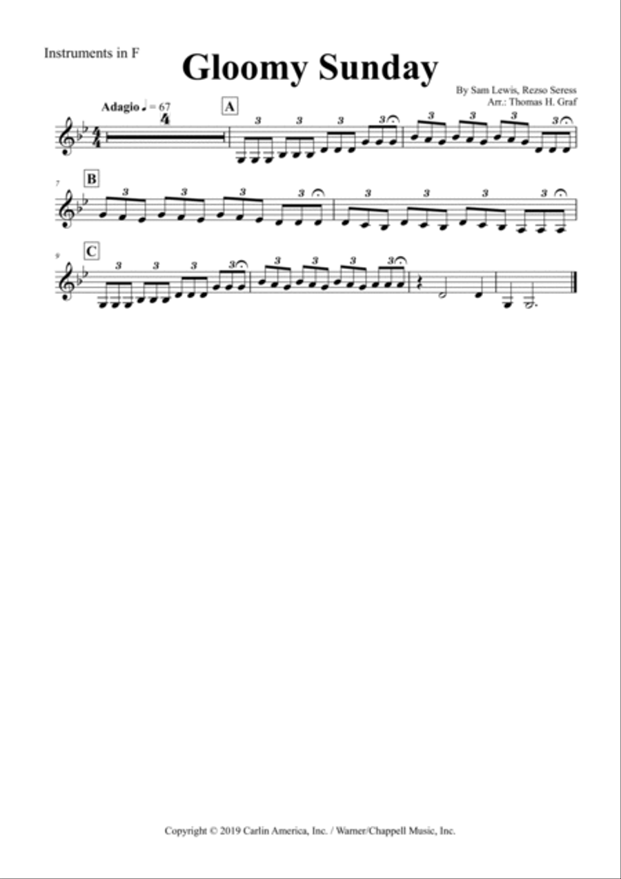 Gloomy Sunday Piano, Vocal, Guitar scores gallery preview page 5