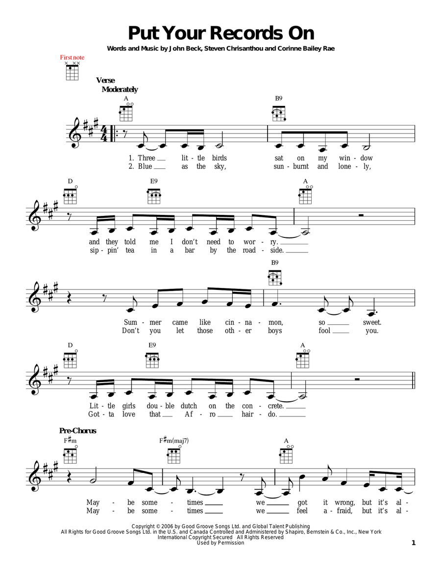 Put Your Records On Ukulele scores gallery preview page 1