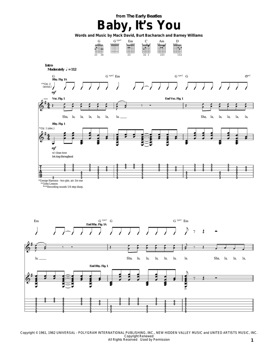 Baby, It's You Acoustic Guitar scores gallery preview page 1