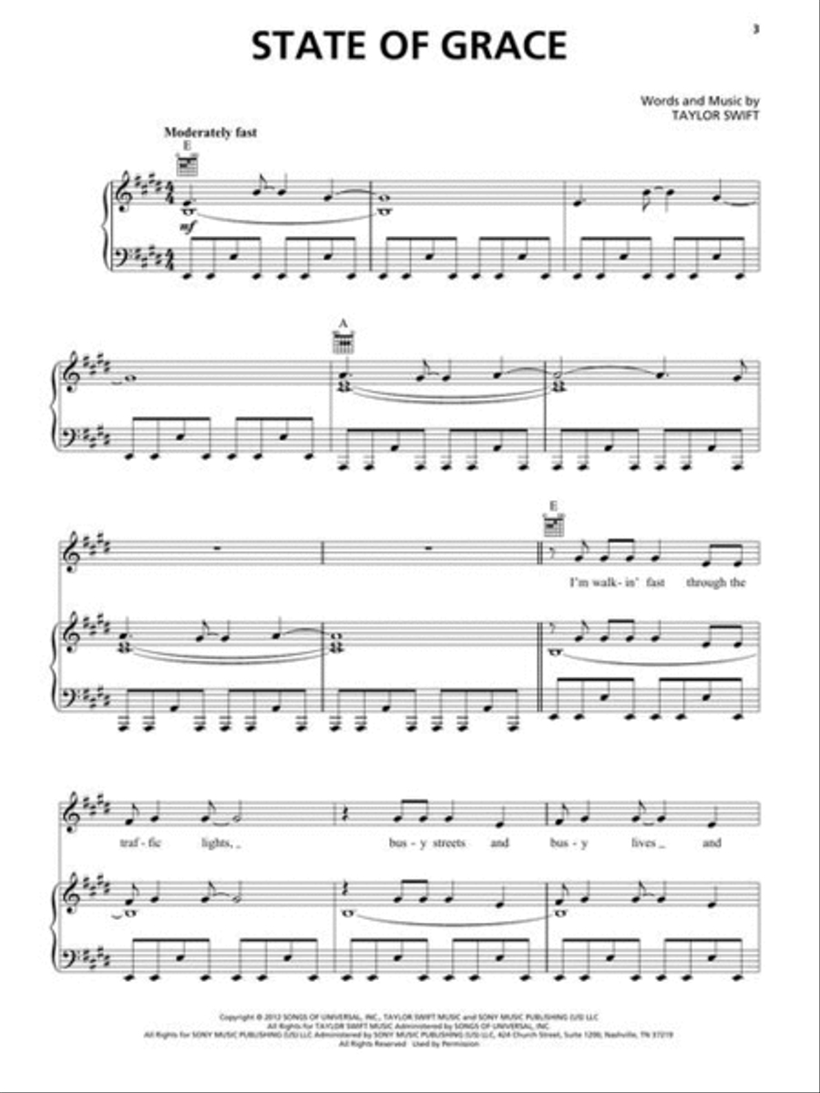 Taylor Swift – Red (Taylor's Version) Piano, Vocal, Guitar scores gallery preview page 4