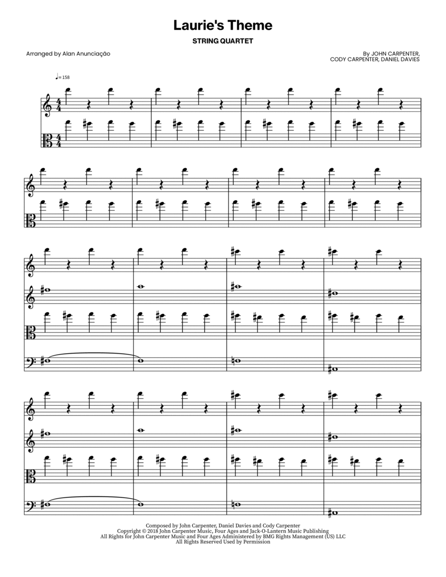Laurie's Theme String Quartet scores gallery preview page 1