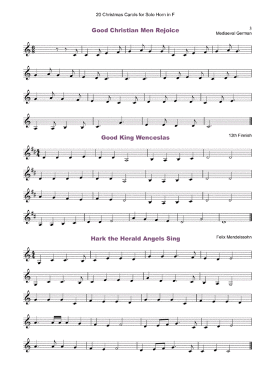 20 Favourite Christmas Carols for solo French Horn in F and Piano Piano scores gallery preview page 4